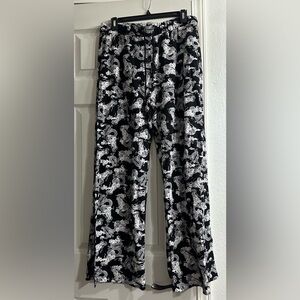 Creatures of XIX / CXIX Black and White Dragon Print Open Leg Joggers
